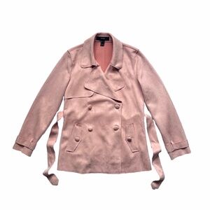 Forever 21 Retro Blush Pink Faux Suede Trench Coat